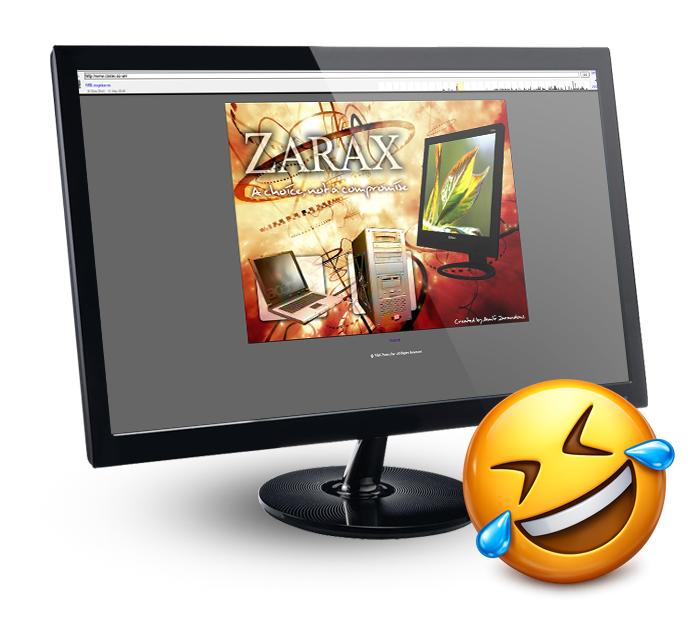A monitor showing the first website Amir built for his father's business